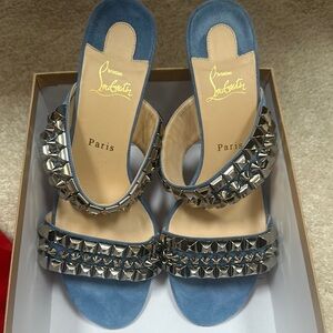 Christian Louboutin Blue Glamorous Sandals size 41 NWB 2 dust bags